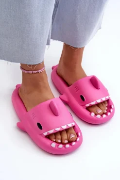 Boto Klapki Basenowe|Klapki Damskie Klasyczne*Klapki Damskie Lekkie Piankowe Z Motywem Rekina Fuksja Kasila