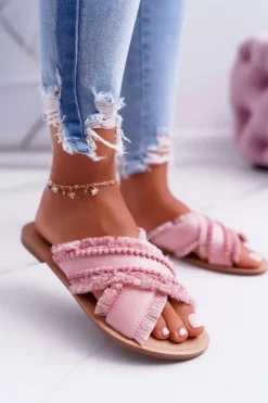 Boto Klapki Damskie Materiałowe Vices 7269 Różowe Jamen