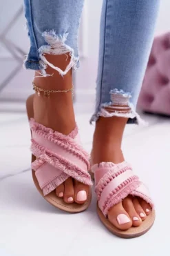 Boto Klapki Damskie Materiałowe Vices 7269 Różowe Jamen