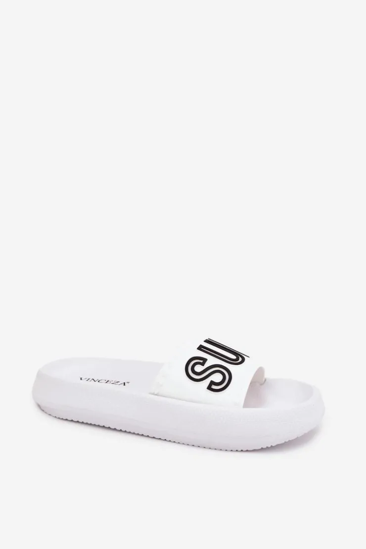 Outlet Buty damskie Vinceza Klapki Damskie Na Grubej Podeszwie SUMMER Vinceza 76051 Białe