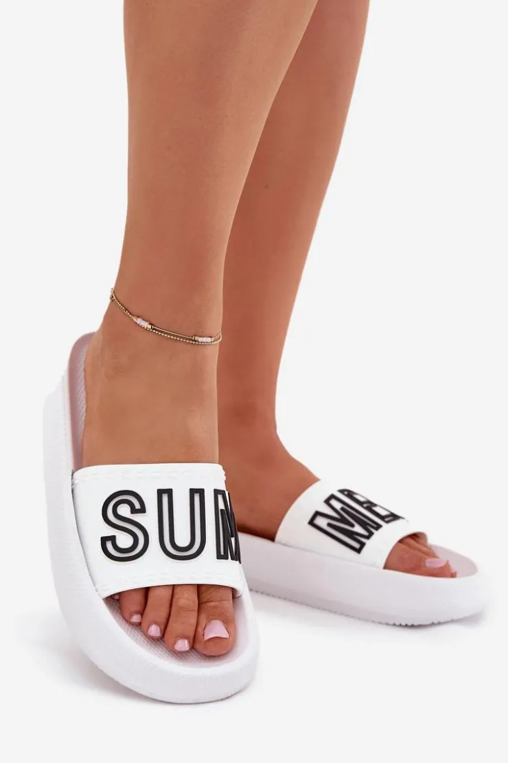 Outlet Buty damskie Vinceza Klapki Damskie Na Grubej Podeszwie SUMMER Vinceza 76051 Białe