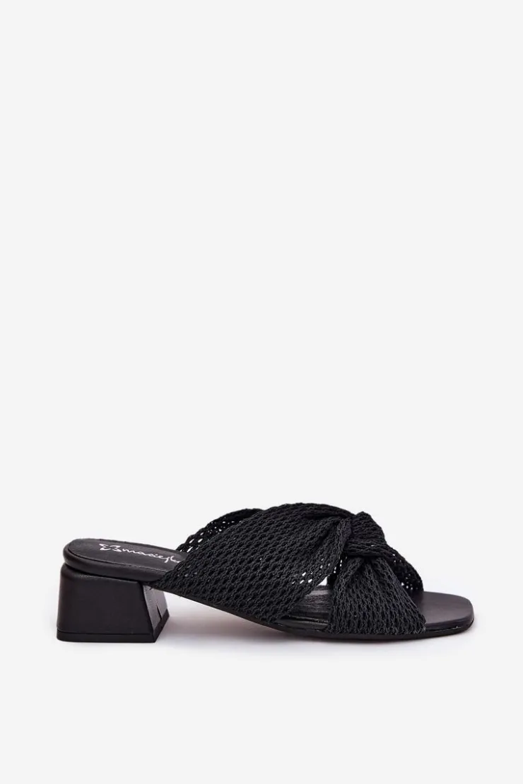 Damskie Maciejka Klapki Damskie Na Klocku 06955-01 Czarne