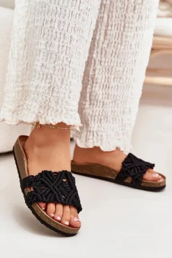 Sale Boto Klapki Damskie Na Korkowej Platformie Czarne Timaxrre Czarny