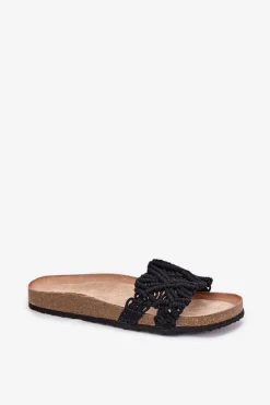 Sale Boto Klapki Damskie Na Korkowej Platformie Czarne Timaxrre Czarny