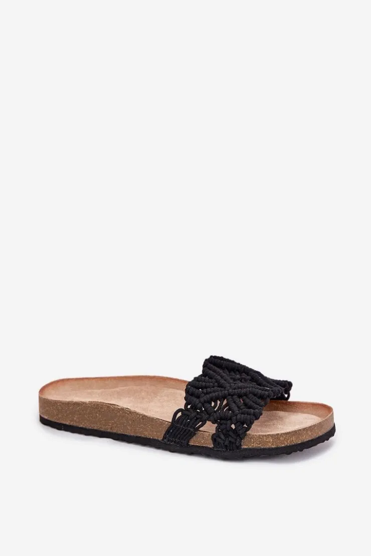 Sale Boto Klapki Damskie Na Korkowej Platformie Czarne Timaxrre Czarny