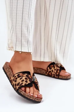 Damskie Boto Klapki Damskie Na Korkowej Platformie Panterka Mevuna