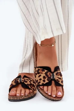 Damskie Boto Klapki Damskie Na Korkowej Platformie Panterka Mevuna