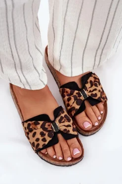 Damskie Boto Klapki Damskie Na Korkowej Platformie Panterka Mevuna