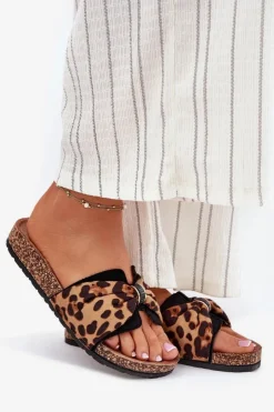 Damskie Boto Klapki Damskie Na Korkowej Platformie Panterka Mevuna