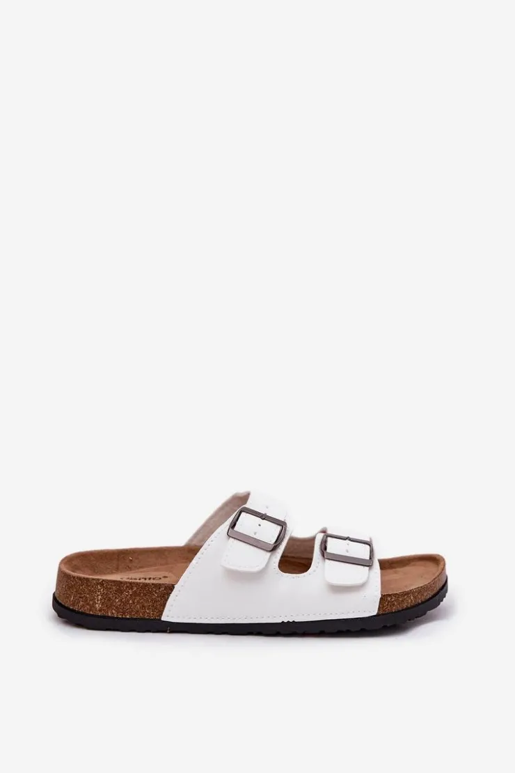 Evento Klapki Korkowe|Klapki Na Platformie*Klapki Damskie Na Korkowej Platformie Z Klamrami Białe Redore