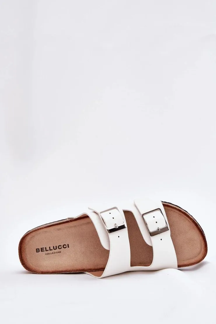 Boto Klapki Korkowe|Klapki Na Platformie*Klapki Damskie Na Korkowej Platformie Klamry Białe Evisolla Biały