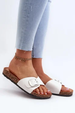 Boto Klapki Korkowe|Klapki Na Platformie*Klapki Damskie Na Korkowej Platformie Z Klamrą Białe Moaxi