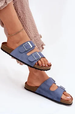 Damskie Boto Klapki Damskie Na Korkowej Platformie Klamry e Evisolla