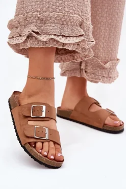 Boto Klapki Korkowe|Klapki Na Platformie*Klapki Damskie Na Korkowej Platformie Klamry Camel Evisolla