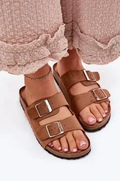 Boto Klapki Korkowe|Klapki Na Platformie*Klapki Damskie Na Korkowej Platformie Klamry Camel Evisolla