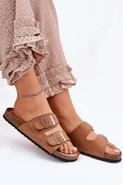 Boto Klapki Korkowe|Klapki Na Platformie*Klapki Damskie Na Korkowej Platformie Klamry Camel Evisolla