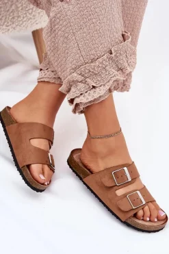 Boto Klapki Korkowe|Klapki Na Platformie*Klapki Damskie Na Korkowej Platformie Klamry Camel Evisolla