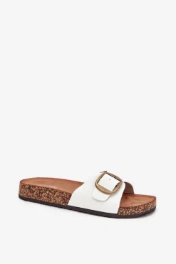 Boto Klapki Korkowe|Klapki Na Platformie*Klapki Damskie Na Korkowej Platformie Z Klamrą Białe Vianara Biały