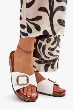 Boto Klapki Korkowe|Klapki Na Platformie*Klapki Damskie Na Korkowej Platformie Z Klamrą Białe Vianara Biały