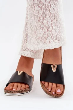 Boto Klapki Korkowe|Klapki Na Platformie*Klapki Damskie Na Korkowej Platformie Z Ozdobnym Detalem Czarne Vessira