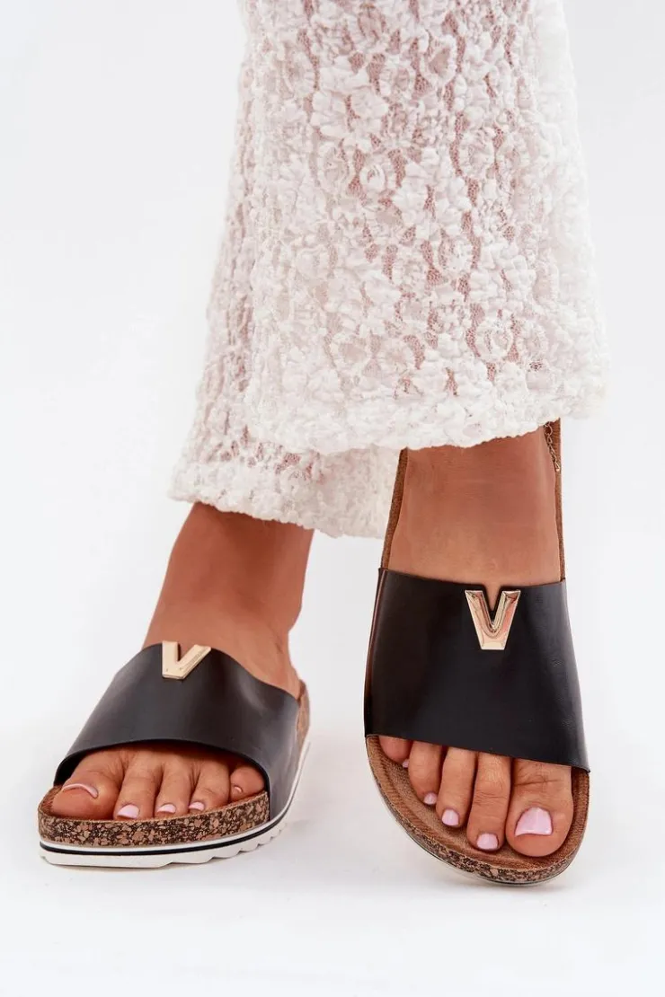 Boto Klapki Korkowe|Klapki Na Platformie*Klapki Damskie Na Korkowej Platformie Z Ozdobnym Detalem Czarne Vessira
