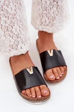 Boto Klapki Korkowe|Klapki Na Platformie*Klapki Damskie Na Korkowej Platformie Z Ozdobnym Detalem Czarne Vessira