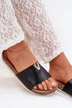 Boto Klapki Korkowe|Klapki Na Platformie*Klapki Damskie Na Korkowej Platformie Z Ozdobnym Detalem Czarne Vessira