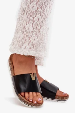 Boto Klapki Korkowe|Klapki Na Platformie*Klapki Damskie Na Korkowej Platformie Z Ozdobnym Detalem Czarne Vessira