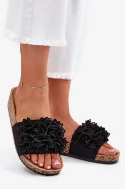 Boto Klapki Korkowe|Klapki Na Platformie*Klapki Damskie Na Korkowej Platformie Czarne Elirna