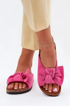 Boto Klapki Korkowe|Klapki Na Platformie*Klapki Damskie Na Korkowej Podeszwie Kokardką Fuksja Seressa Różowy