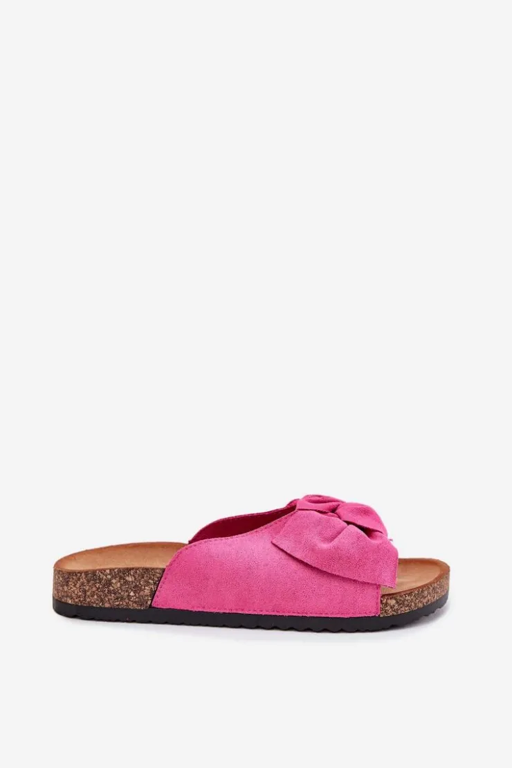 Boto Klapki Korkowe|Klapki Na Platformie*Klapki Damskie Na Korkowej Podeszwie Kokardką Fuksja Seressa Różowy