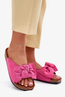 Boto Klapki Korkowe|Klapki Na Platformie*Klapki Damskie Na Korkowej Podeszwie Kokardką Fuksja Seressa Różowy