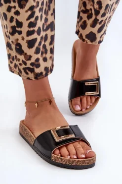 Boto Klapki Korkowe|Klapki Damskie Klasyczne*Klapki Damskie Na Korkowej Platformie Z Ozdobą Czarne Elleriome