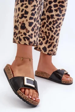 Boto Klapki Korkowe|Klapki Damskie Klasyczne*Klapki Damskie Na Korkowej Platformie Z Ozdobą Czarne Elleriome