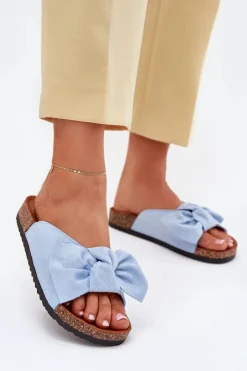 Damskie Boto Klapki Damskie Na Korkowej Podeszwie Kokardką e Seressa