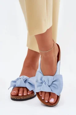 Damskie Boto Klapki Damskie Na Korkowej Podeszwie Kokardką e Seressa