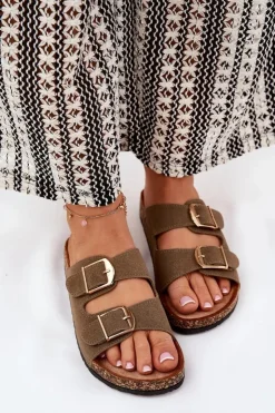 Boto Klapki Korkowe|Klapki Damskie Klasyczne*Klapki Damskie Na Korkowej Platformie Ze Złotymi Klamrami Zielone Lisavionea