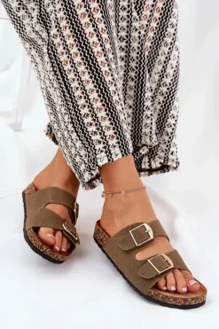 Boto Klapki Korkowe|Klapki Damskie Klasyczne*Klapki Damskie Na Korkowej Platformie Ze Złotymi Klamrami Zielone Lisavionea