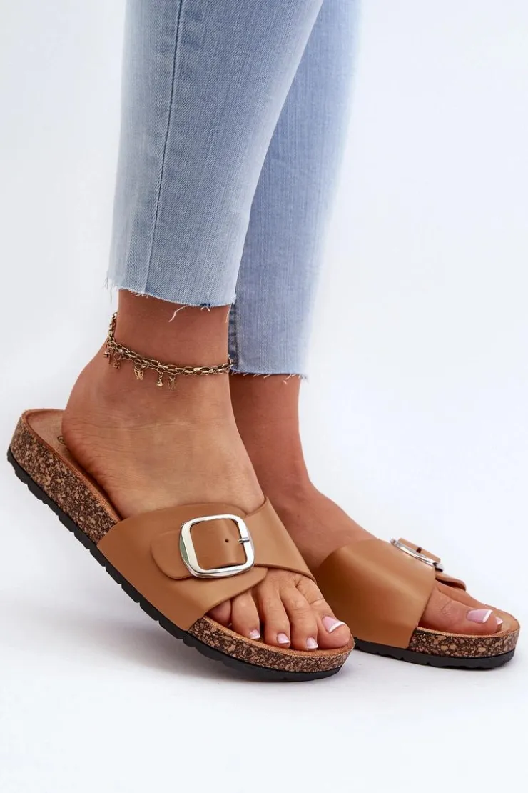 Boto Klapki Korkowe|Klapki Na Platformie*Klapki Damskie Na Korkowej Platformie Z Klamrą Brązowe Moaxi