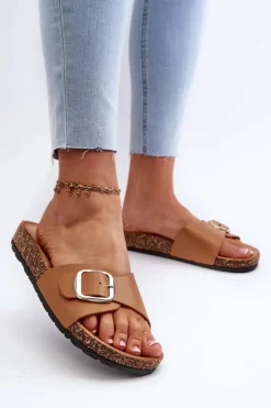 Boto Klapki Korkowe|Klapki Na Platformie*Klapki Damskie Na Korkowej Platformie Z Klamrą Brązowe Moaxi