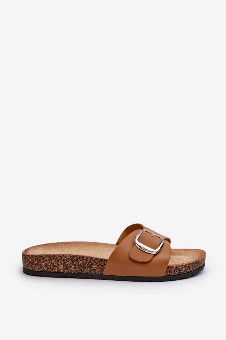 Boto Klapki Korkowe|Klapki Na Platformie*Klapki Damskie Na Korkowej Platformie Z Klamrą Brązowe Moaxi