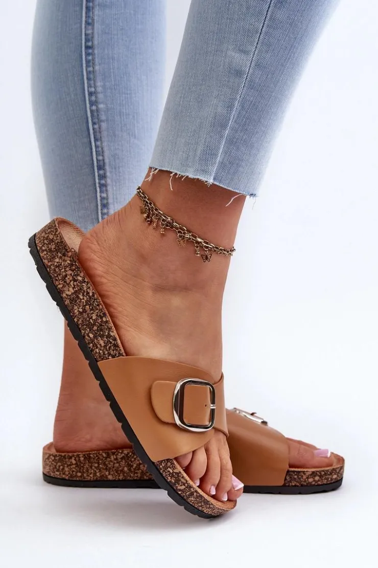 Boto Klapki Korkowe|Klapki Na Platformie*Klapki Damskie Na Korkowej Platformie Z Klamrą Brązowe Moaxi