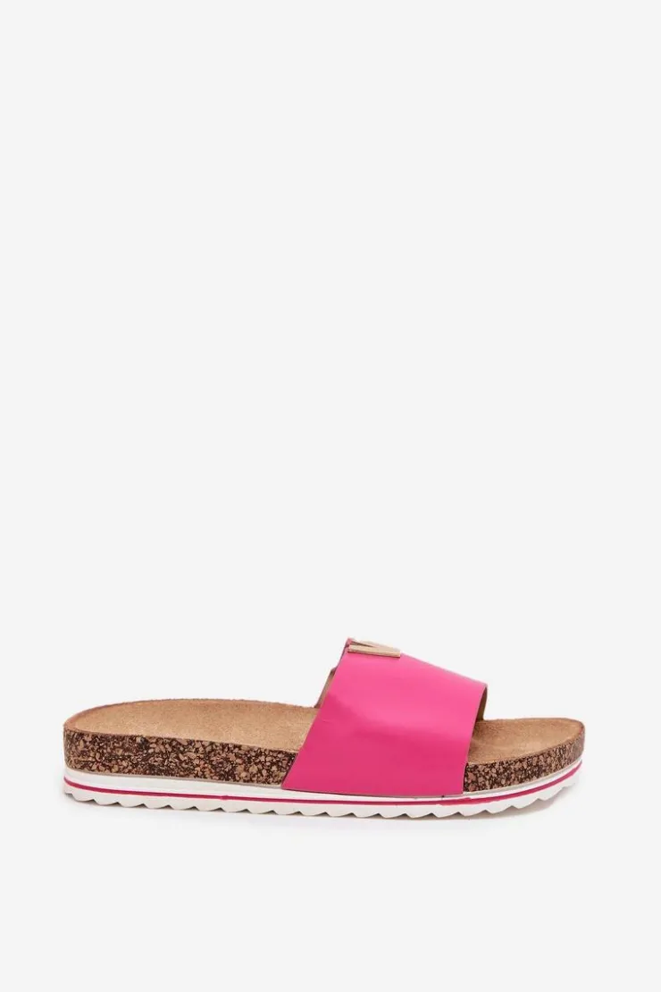 Damskie Boto Klapki Damskie Na Korkowej Platformie Z Ozdobnym Detalem Fuksja Vessira