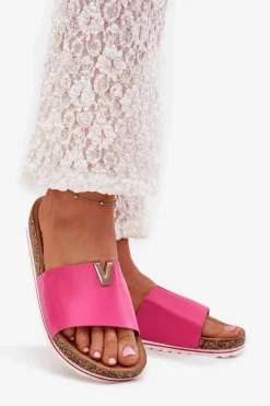 Damskie Boto Klapki Damskie Na Korkowej Platformie Z Ozdobnym Detalem Fuksja Vessira