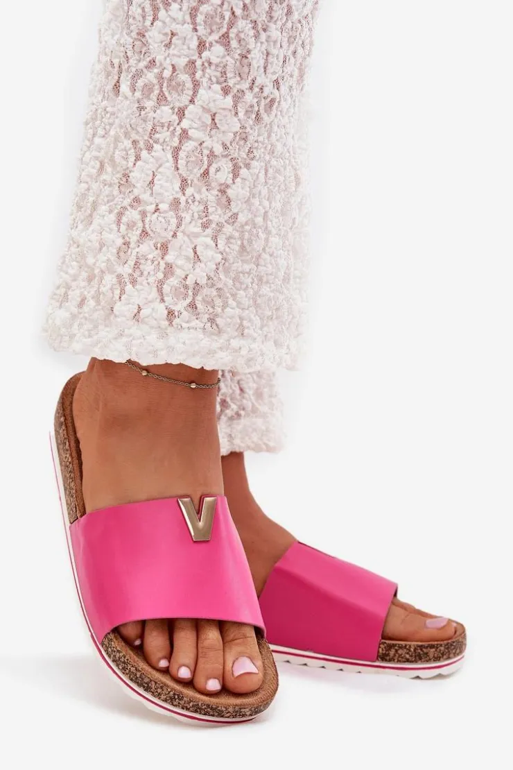 Damskie Boto Klapki Damskie Na Korkowej Platformie Z Ozdobnym Detalem Fuksja Vessira