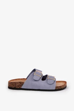 Boto Klapki Korkowe|Klapki Damskie Klasyczne*Klapki Damskie Na Korkowej Platformie Ze Złotymi Klamrami e Lisavionea Niebieski