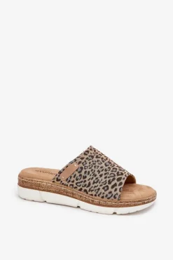 Boto Klapki Na Koturnie|Klapki Na Platformie*Klapki Damskie Na Koturnie Panterka Norozi Brązowy