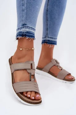 Damskie INBLU Klapki Damskie Na Koturnie CN0007GU Beżowe