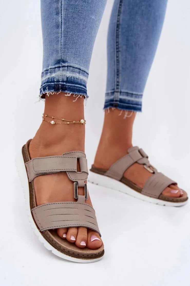 Damskie INBLU Klapki Damskie Na Koturnie CN0007GU Beżowe