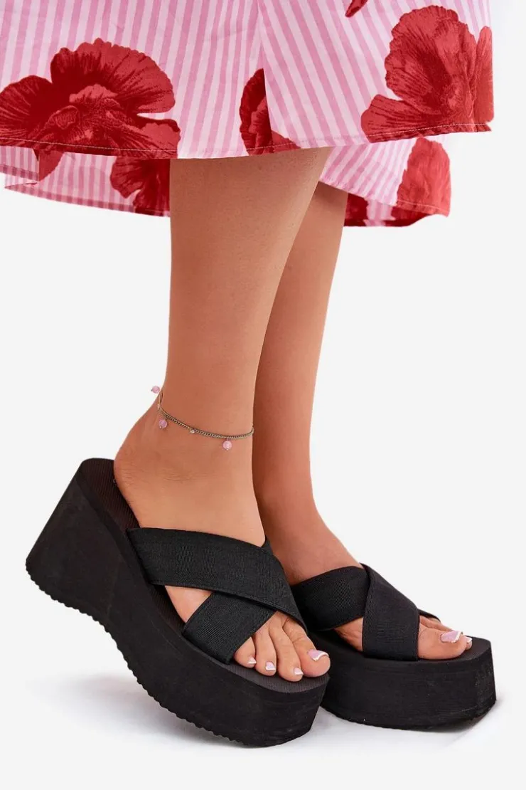 Boto Klapki Na Koturnie|Klapki Na Platformie*Klapki Damskie Na Koturnie I Platformie Czarne Sevolee Czarny